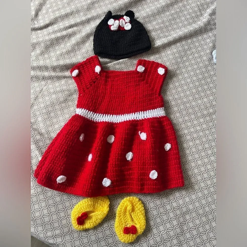 Minnie Mouse outfit crochet 6-9 months baby girl for Halloween